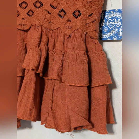 New! Intimately Free People Rust Color Adella Camisole Crochet Lace Top Size S - Picture 5 of 16